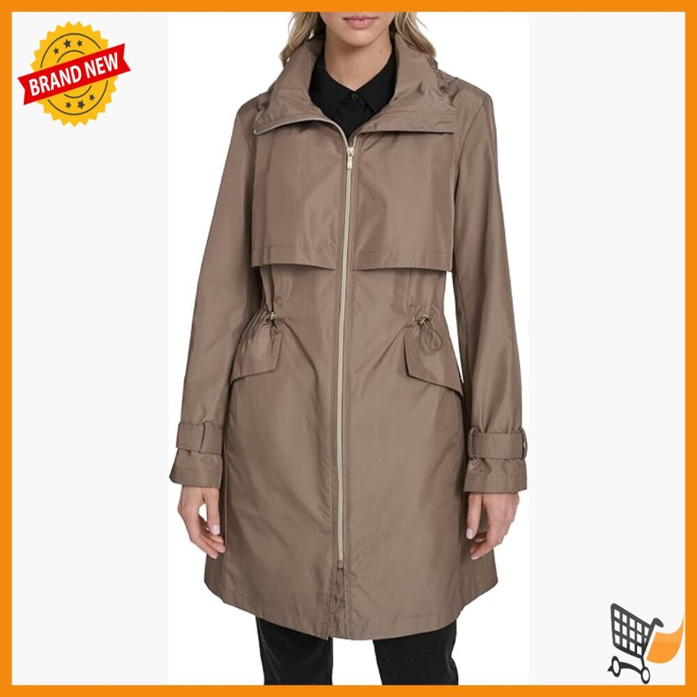 Waterproof Trench Coat with Stow Away Hood, Adjustable Fit - Picture 1 of 5